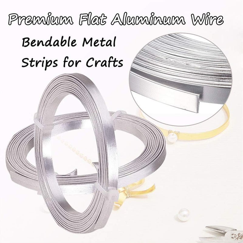 HANSPORTA Flat Aluminum Wire Bendable Flat Wire for Crafts 5mm Metal Strips for DIY Jewelry Making Bezel Sculpting Armature 18Gauge 6.5Feet/Roll 2Rolls (5mm Wide, Silver, 2) - Image 4